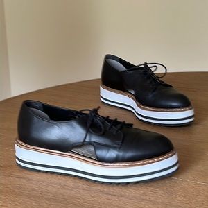 Black Leather butcher style shoes size 6